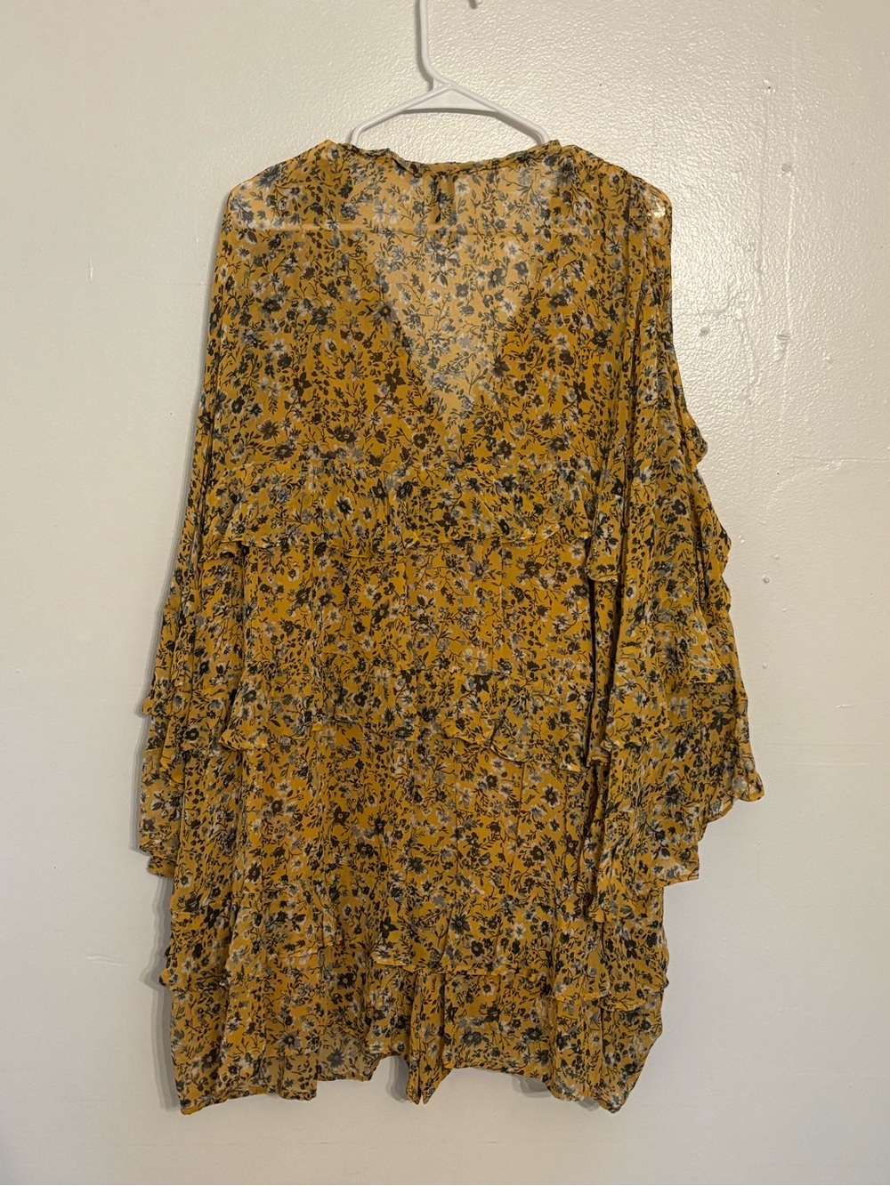Mustard Floral Ruffle Women's romper